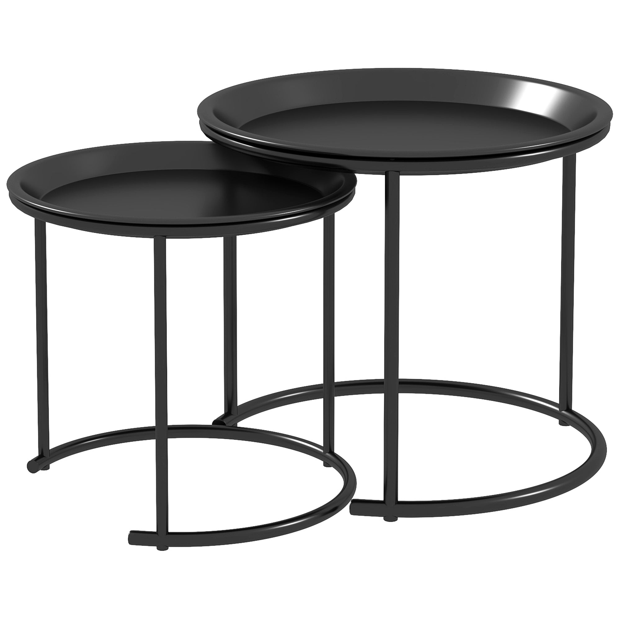 Coffee Tables, Round Stackable, Steel, Black