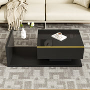 Coffee Table 100cm Long Glass LED Effect High-Gloss Black