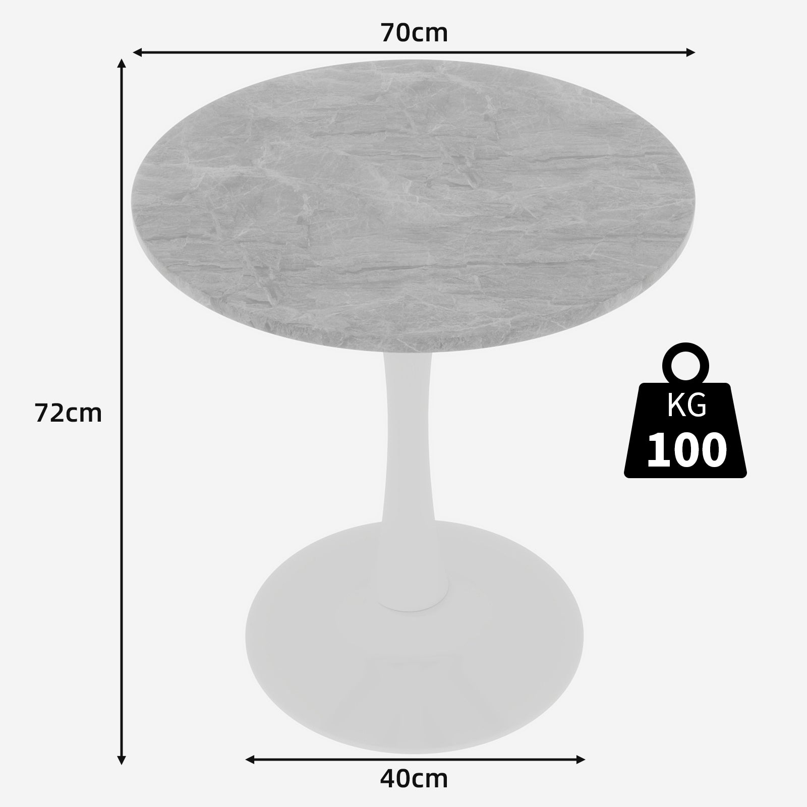 Round Coffee Table 27.6" Mid-Century Modern Marble Top - White