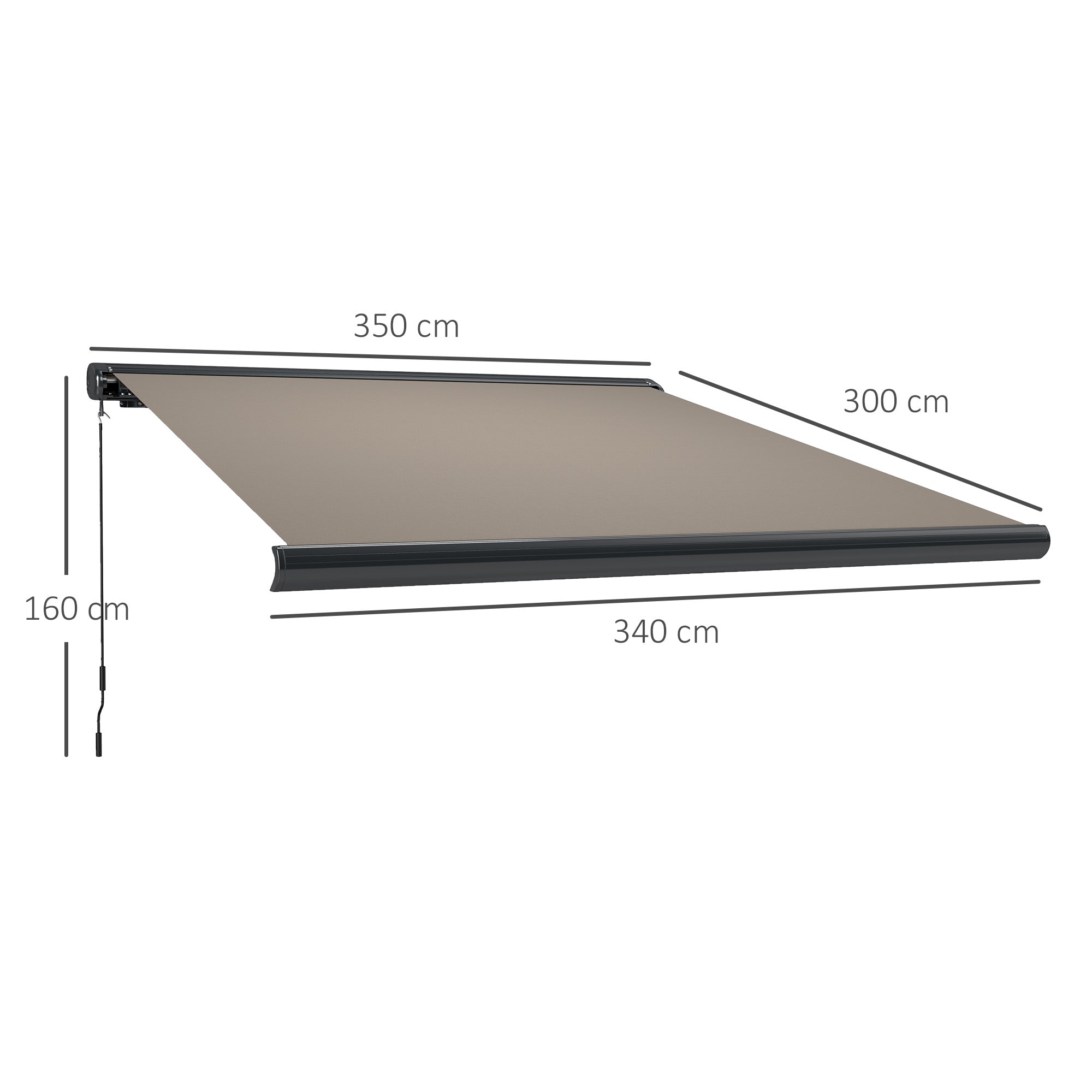 Electric Awning, 3.5 x 3 m DIY Retractable UV50+ Sun Shade, Aluminium Frame, Light Grey