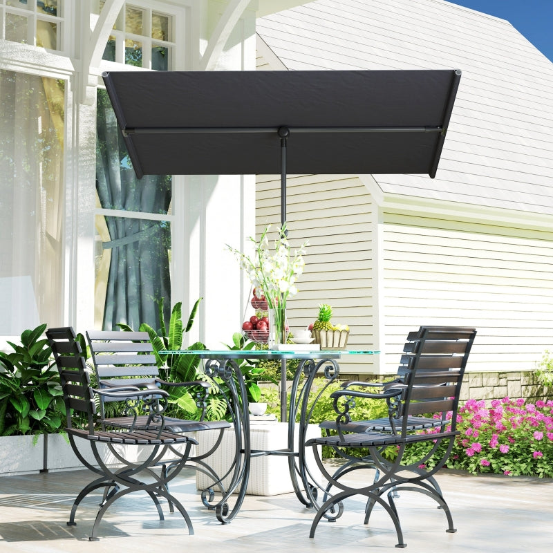 Parasol, 180 Degree Rotatable Height Adjustable Garden Umbrella with Aluminum Pole, Dark Gray