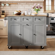 Mobile Kitchen Island with Extendable Dining Area and Waste Bin, Grey