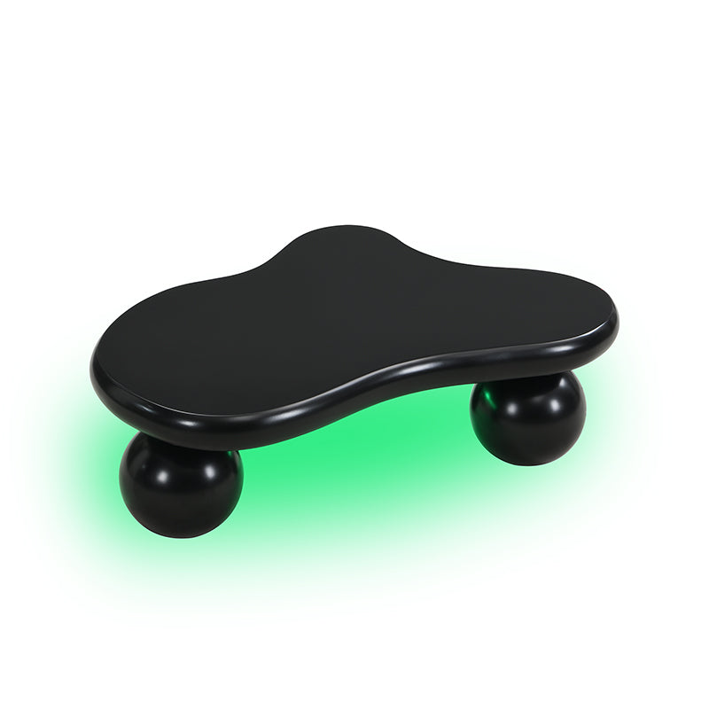 Coffee Table, Cloud-Shaped with LED Lighting & Round Legs, Black