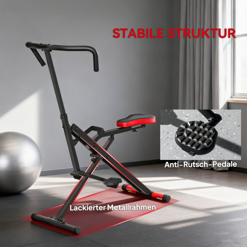Exercise Machine with Adjustable Pedals and Metal Tubes, Foldable Red