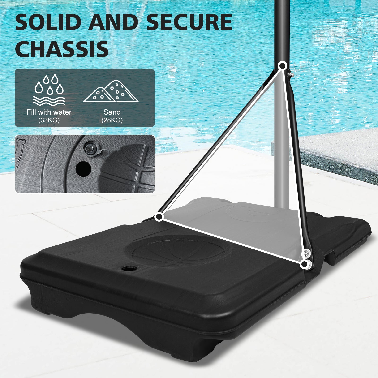 Portable Basketball Hoop 170-213cm Adjustable Height 71.1cm Shatterproof Backboard Wheels Outdoor/Indoor