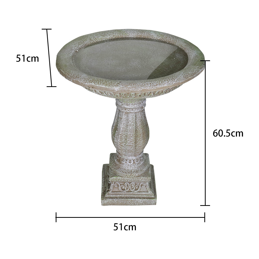 Concrete birdbath fountain 60.5 cm high x 51 cm diameter with carved base