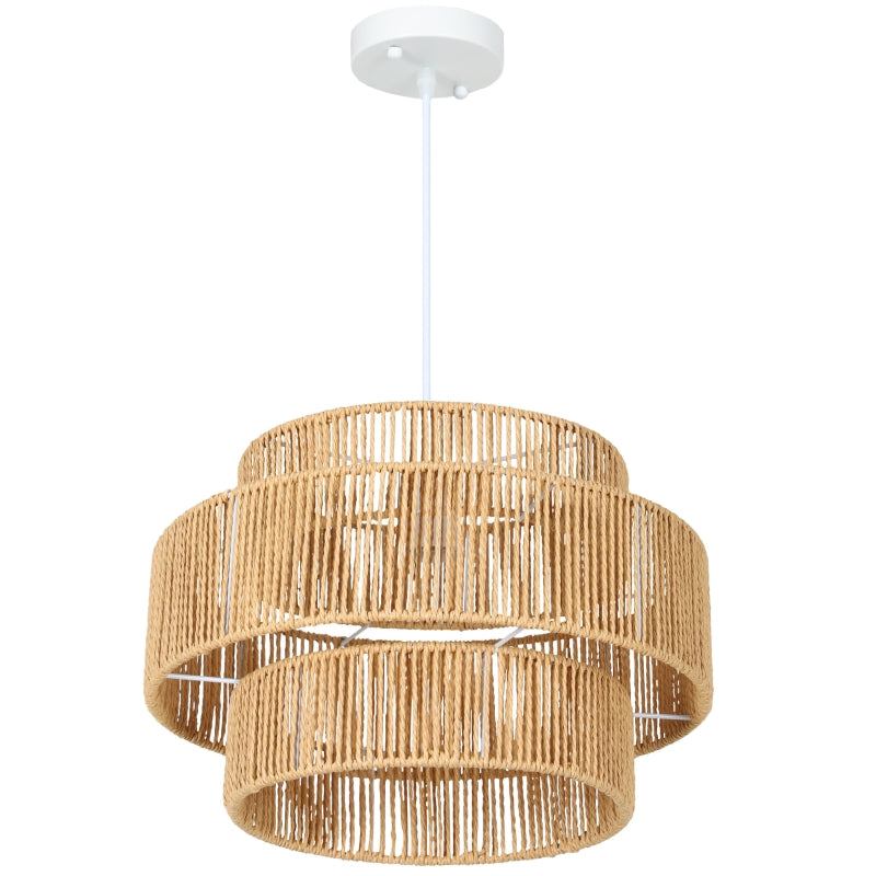 Pendant Light Hanging Lamp E27 Socket Boho Style Hemp Rope Light Brown