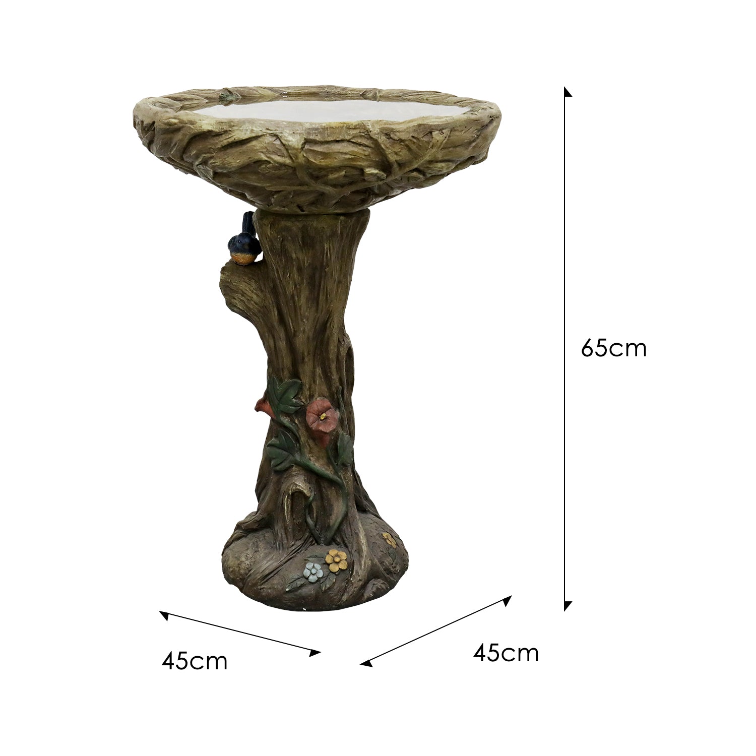 Birdbath Fountain, Concrete Wood Look, 65cm High