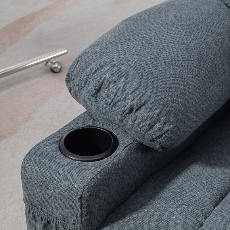 Oversized Riser and Recliner Chair, Fabric Upholstered Lift Chair with Remote Control and Cup Holder, Grey