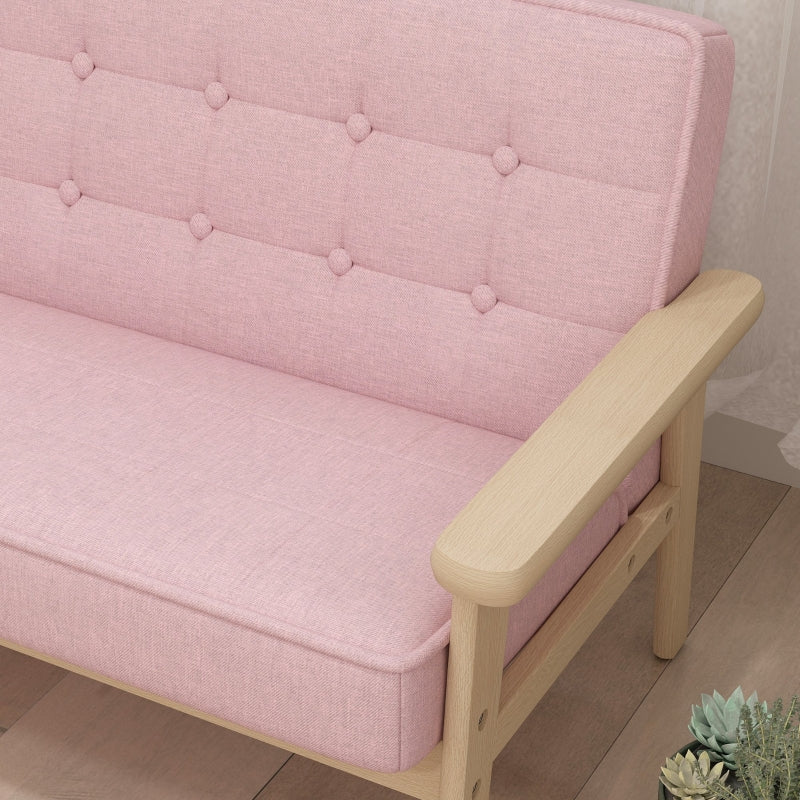 Children's Sofa Armchair Upholstered Wooden Frame - Pink Velvet Look