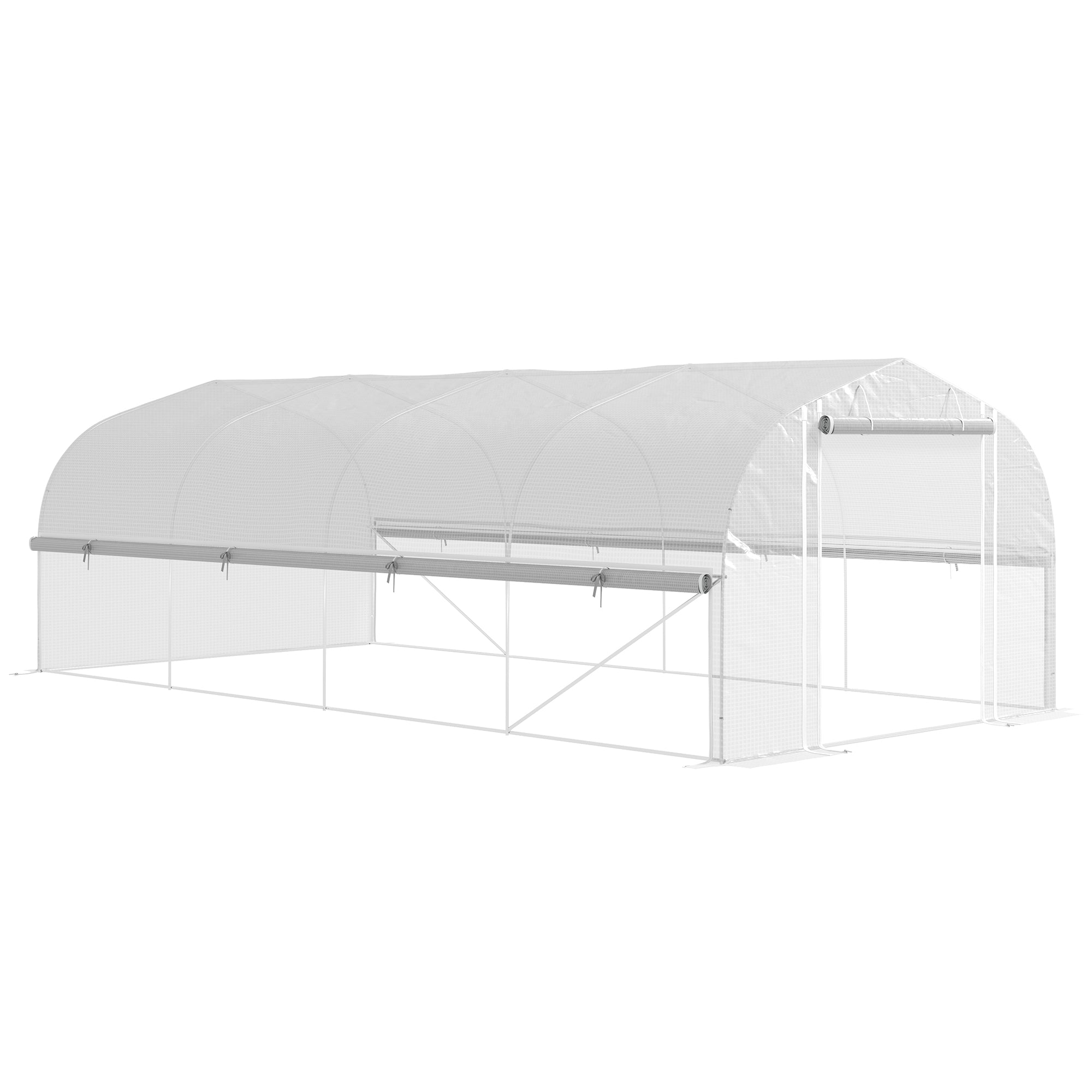 Tunnel Greenhouse 19.5 x 9.8ft Walk-in Polytunnel White