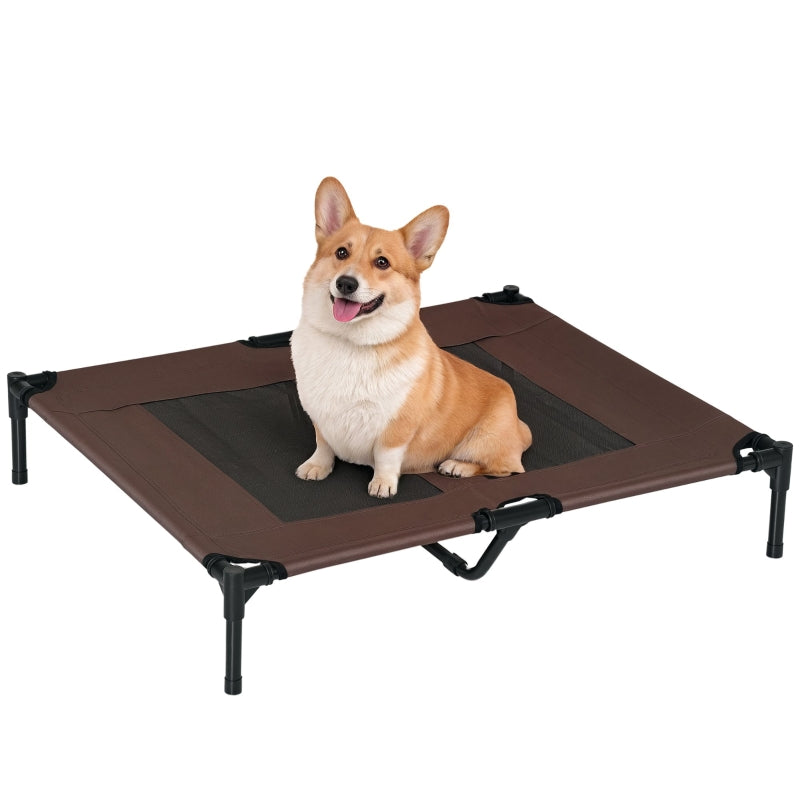 Outdoor Dog Bed, Cooling Raised, Metal Frame, Coffee Brown
