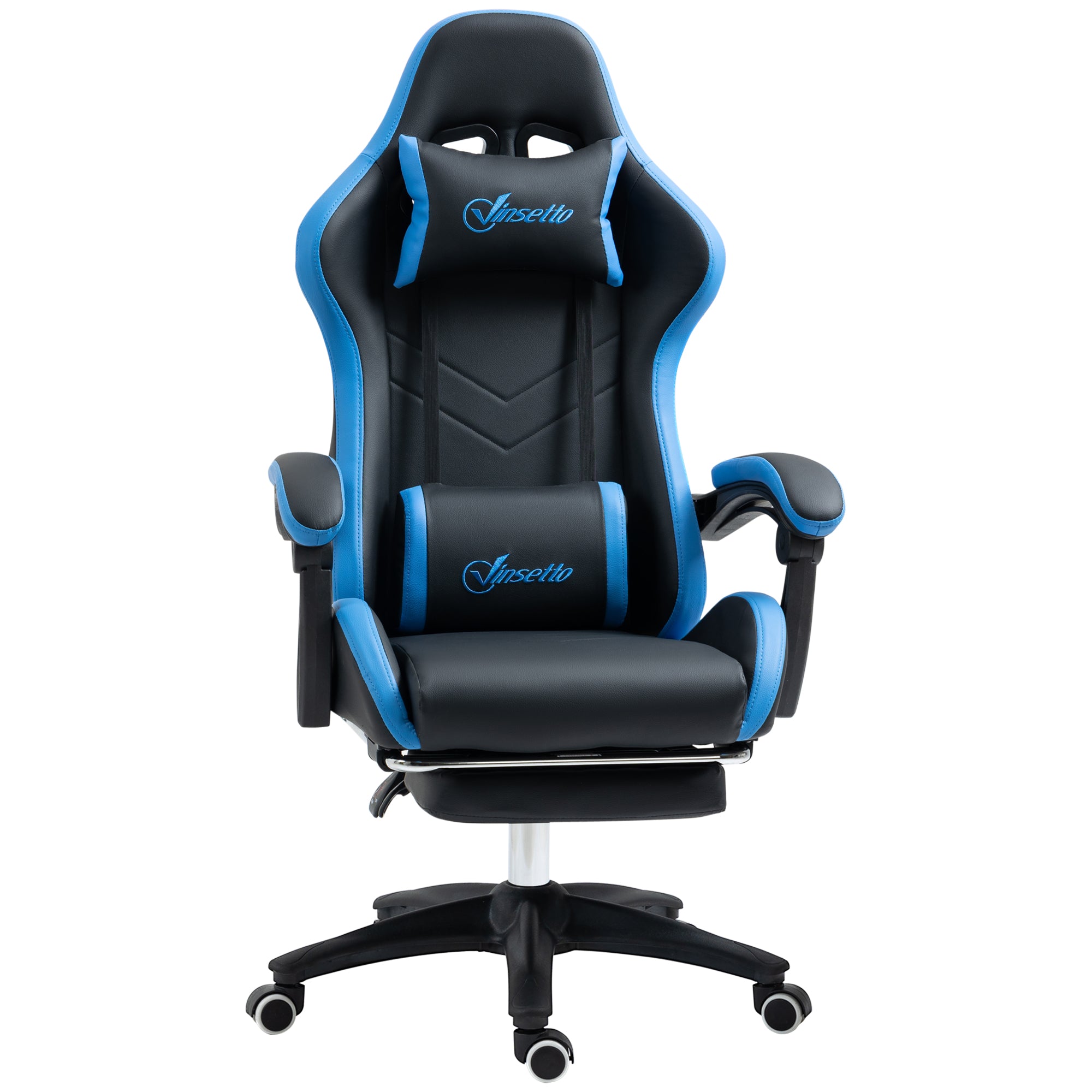 Vinsetto Gaming Chair, Height-Adjustable, Reclining, Blue Black