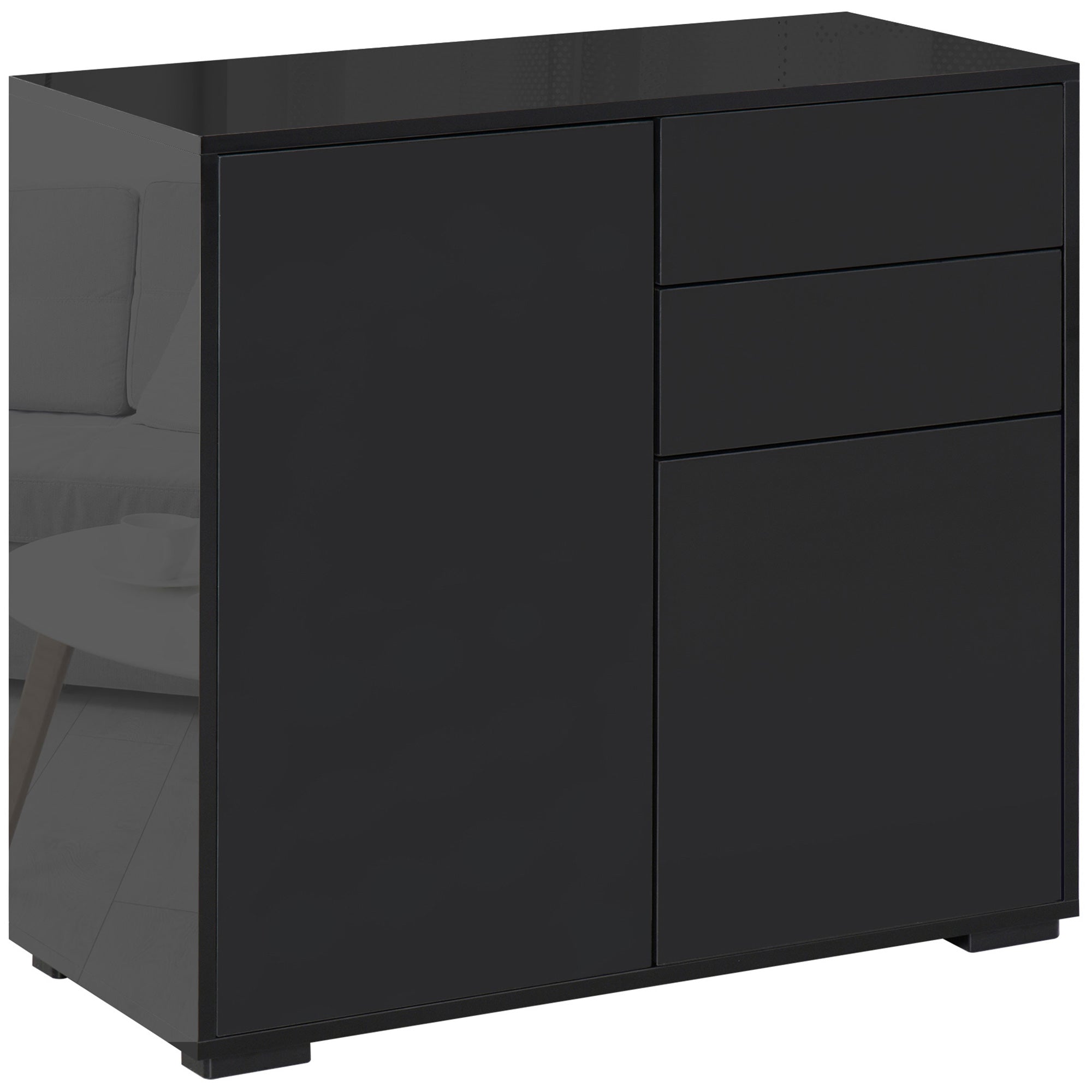 Sideboard Storage Cabinet with 2 Drawers & 2 Doors Black