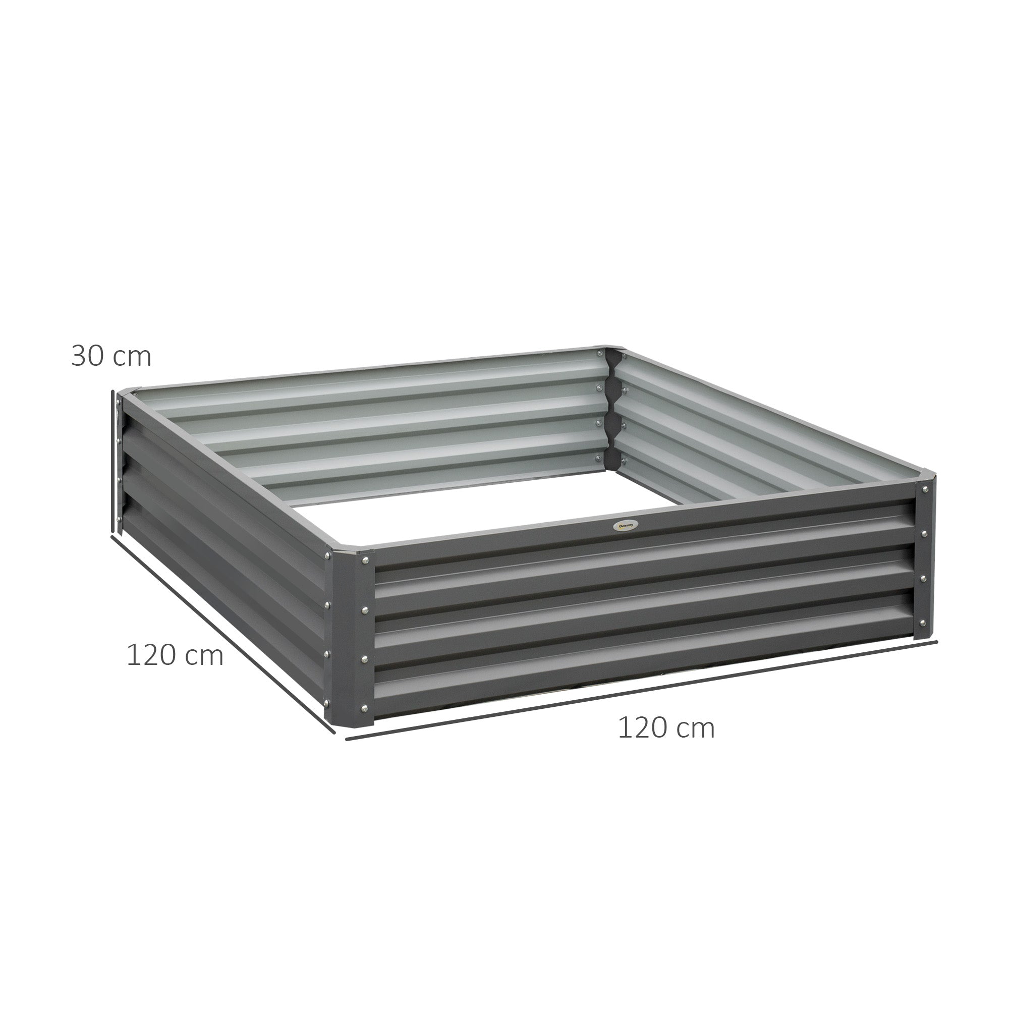 432L Raised Garden Bed, Square Steel Frame for Vegetables, Flowers, Herbs, Light Grey