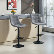 Bar Stools Set of 2, Height-Adjustable 360° Rotatable with Backrest, Dark Gray