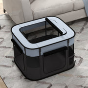 Puppy Playpen Foldable with Doors, Windows, Breathable Mesh, 74x60x45cm Grey