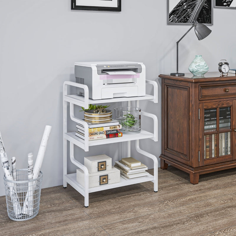 3-Tier Printer Stand Storage Shelves 55 x 40 x 77cm White