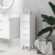 Narrow Bathroom Cabinet Adjustable Shelf 3 Drawers, White