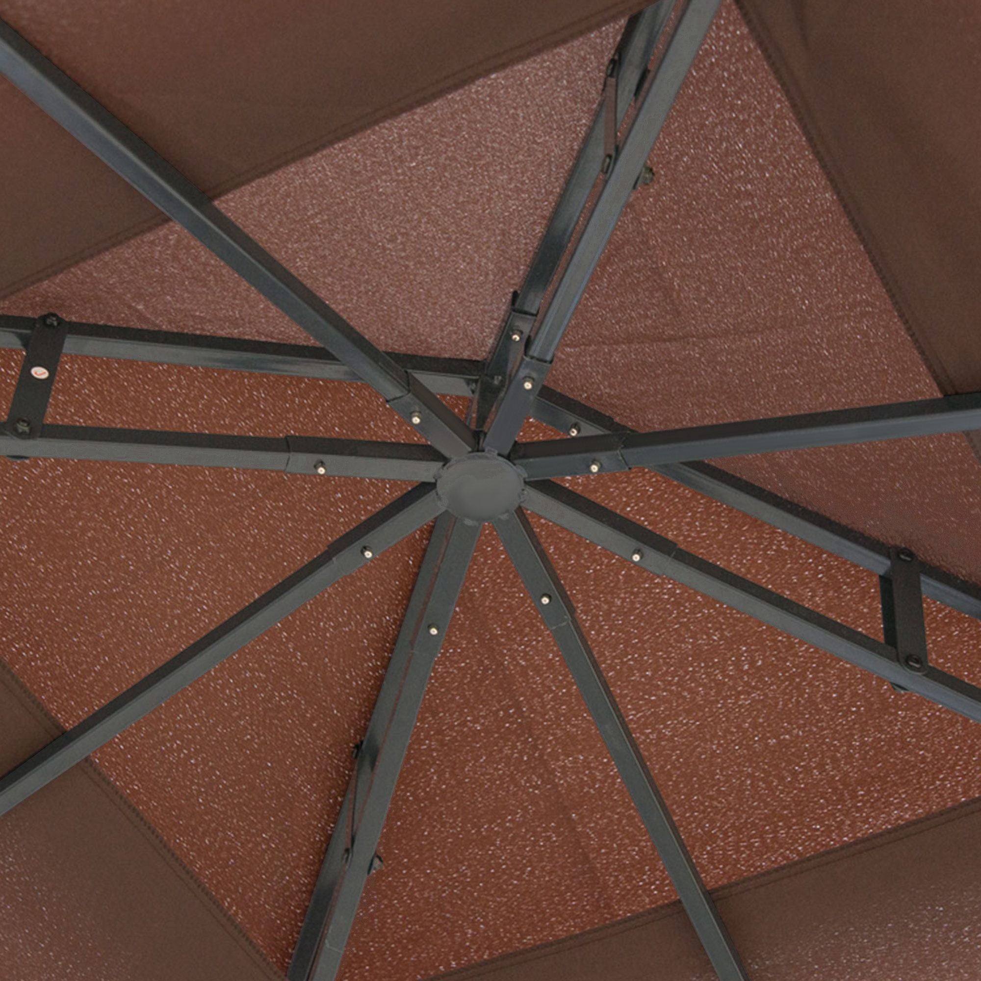 3x3m Patio Gazebo Canopy with 2-Tier Roof & Mosquito Netting, Steel Frame, Coffee