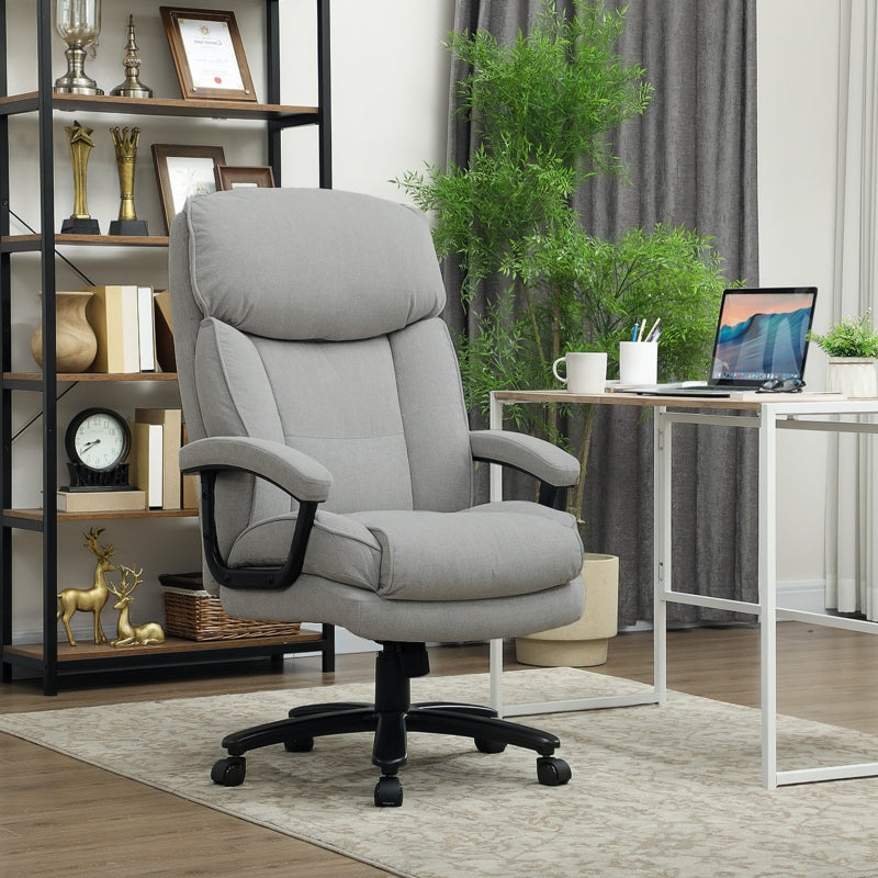 Office Chair, Large Tall, 200 kg, Robust, Soft Upholstery, Light Grey