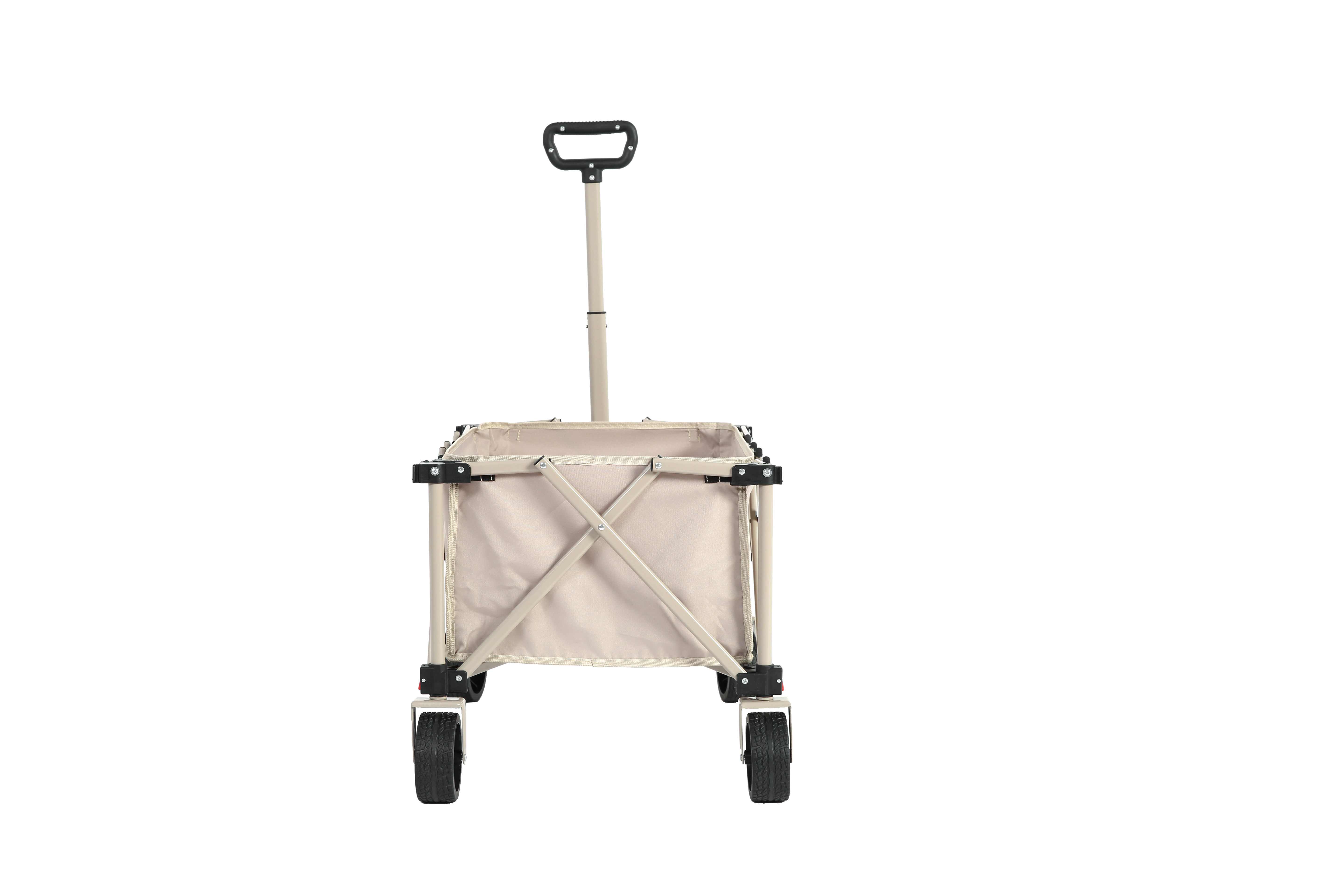 Folding Wagon Cart, All Terrain Wheels, Heavy Duty, Adjustable Handle, Beige