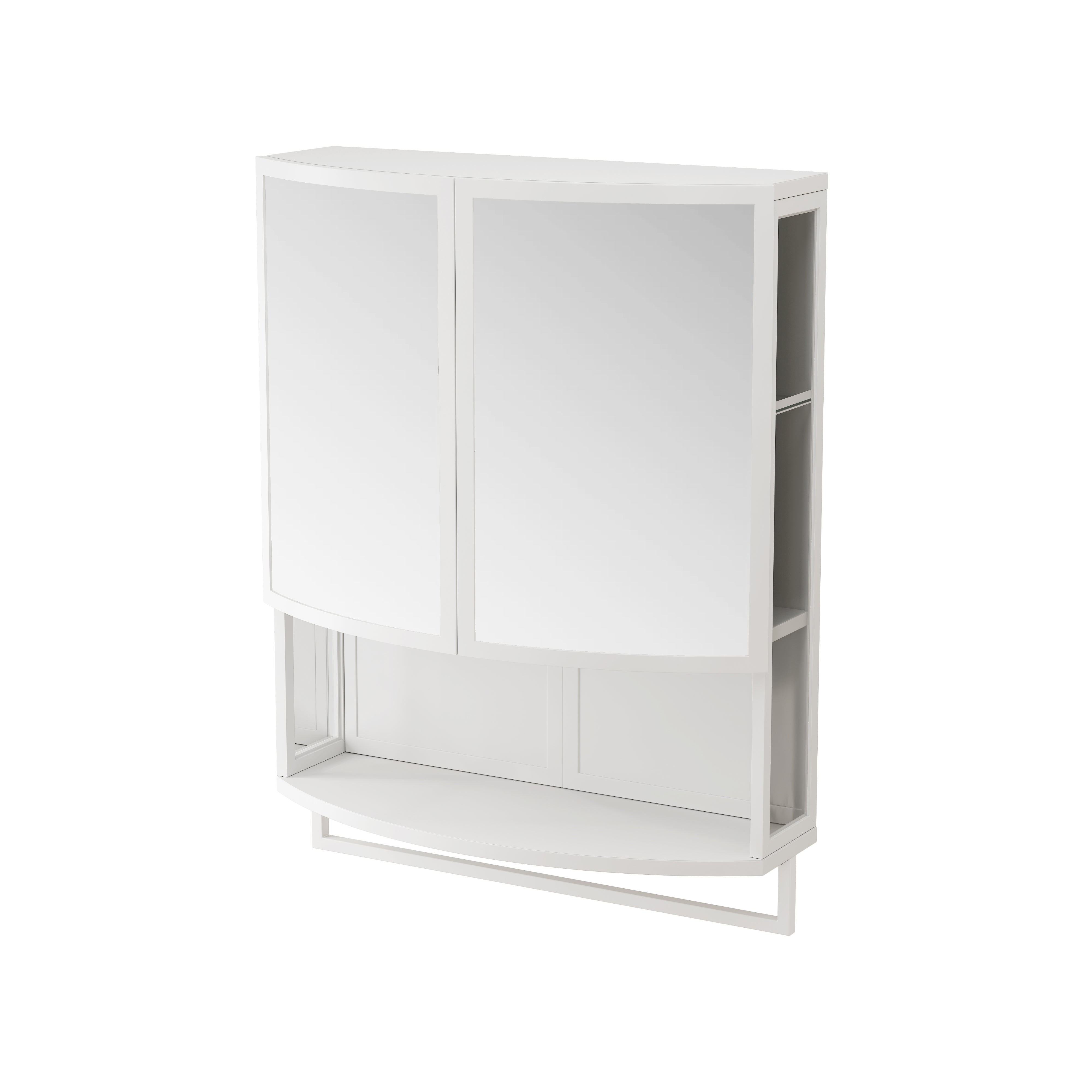 Wardrobe 60CM Modern Arched Double-Door Mirror Storage, White