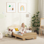 AIYAPLAY children's bed 143.5 x 80 cm house bed with fall protection, 80 kg load capacity, natural wood