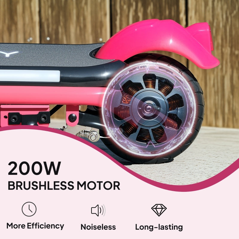 Electric Scooter for Kids (Aged 6-14 Years) with Colourful Lights, Pink