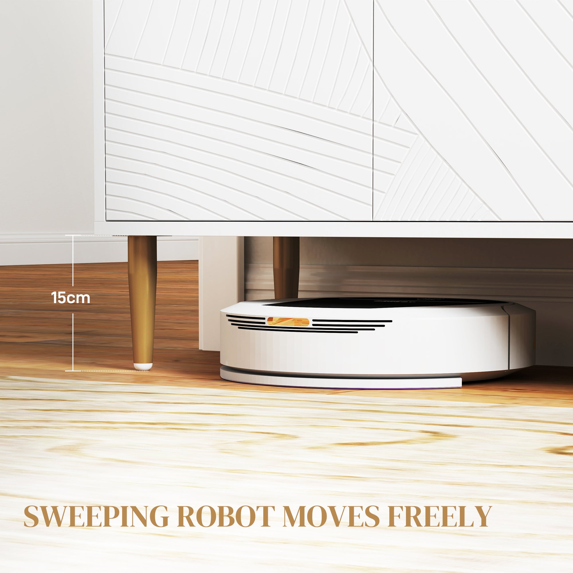 Elegant Sideboard Two-Cupboard White/Gold-Tone