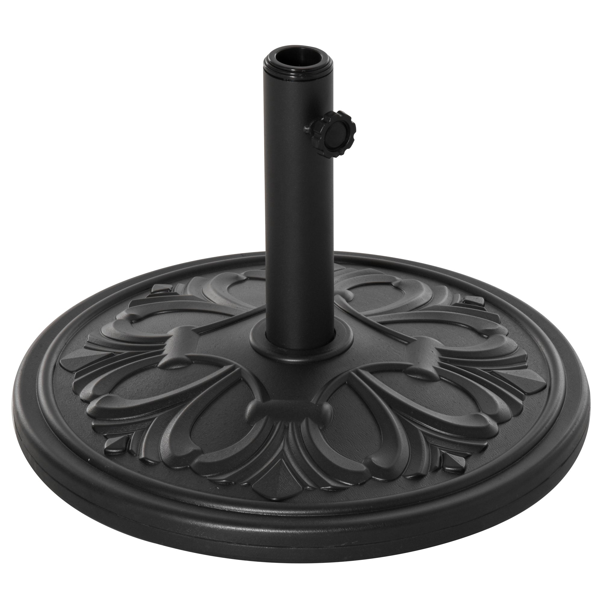 Parasol Base Ø48x34cm Stable Support for Ø35/Ø38/Ø48mm, Antique Black Plastic & Cement