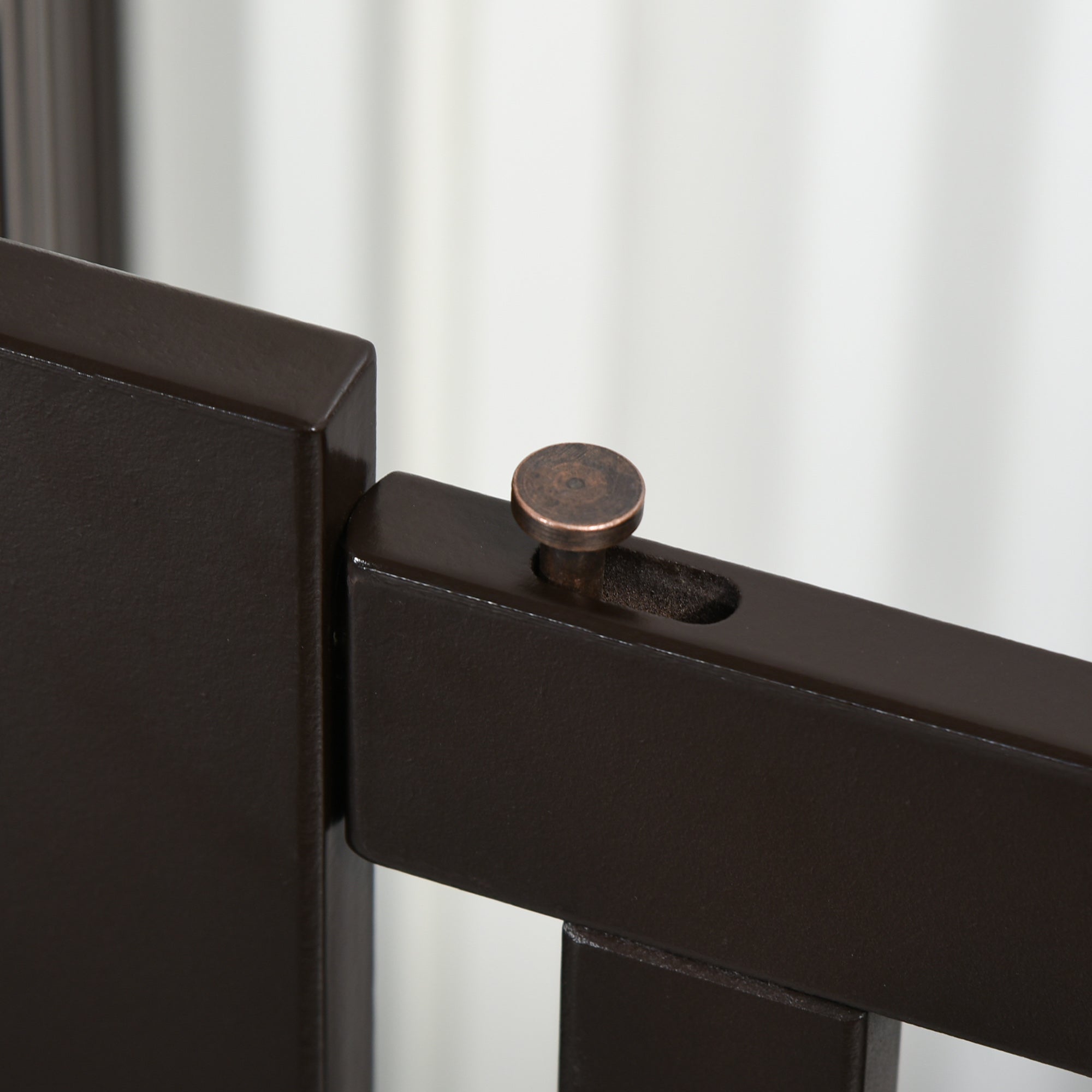 Dog Gate, Freestanding Adjustable Foldable, Dark Brown Wood