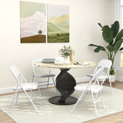 Folding Chairs, Portable Office with Cushions, Faux Leather White