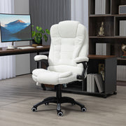 Massage Office Chair, Height Adjustable Rocking Heating Reclining Footrest, Teddy Velvet White