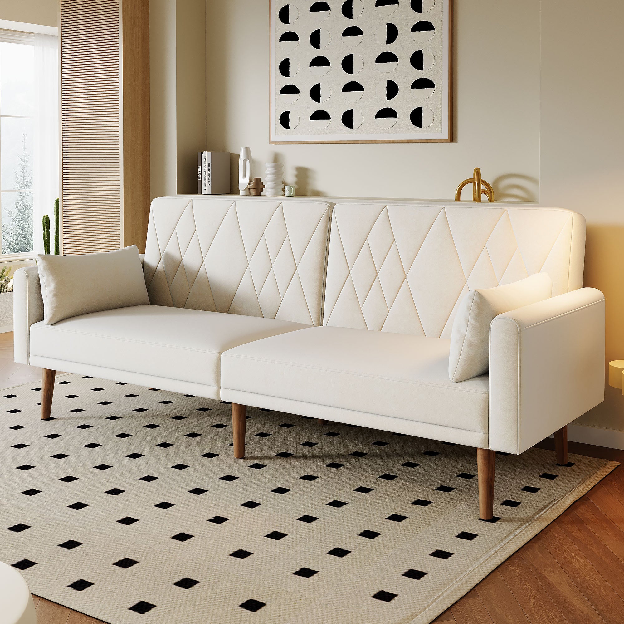 Sofa Bed, Two-Seater, Sleep Function, Velvet Fabric