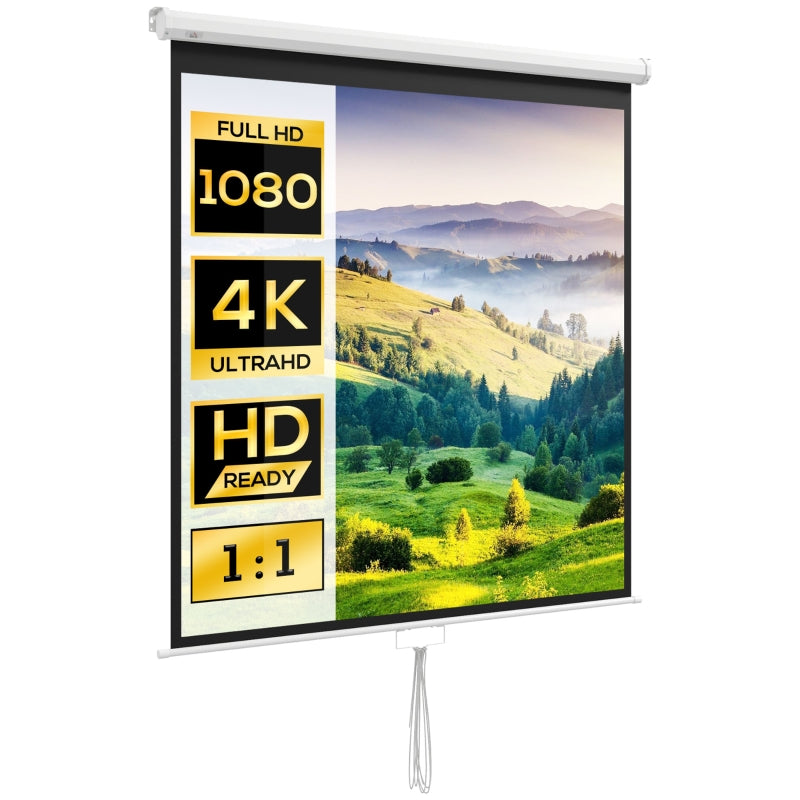 Projector Screen, 152x152cm 85 inch 1:1 HD 4K, for Home Theater Office Presentations