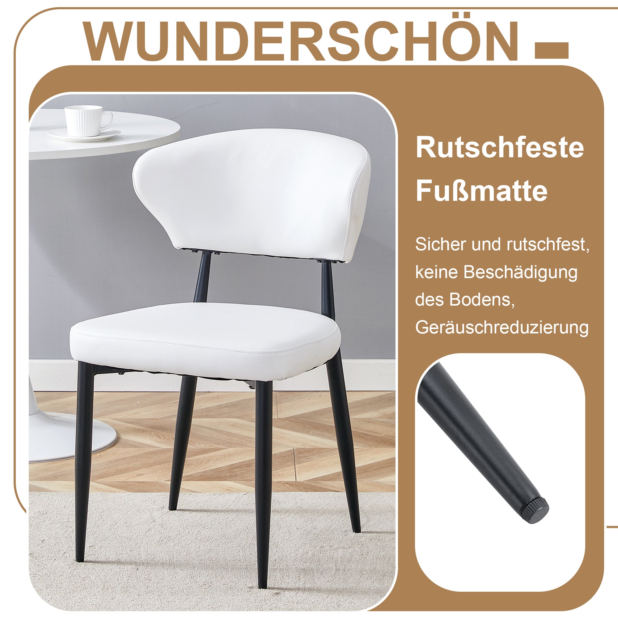 Modern Minimalist Round Table Set 100cm Diameter 4 Chairs Wood/White PU