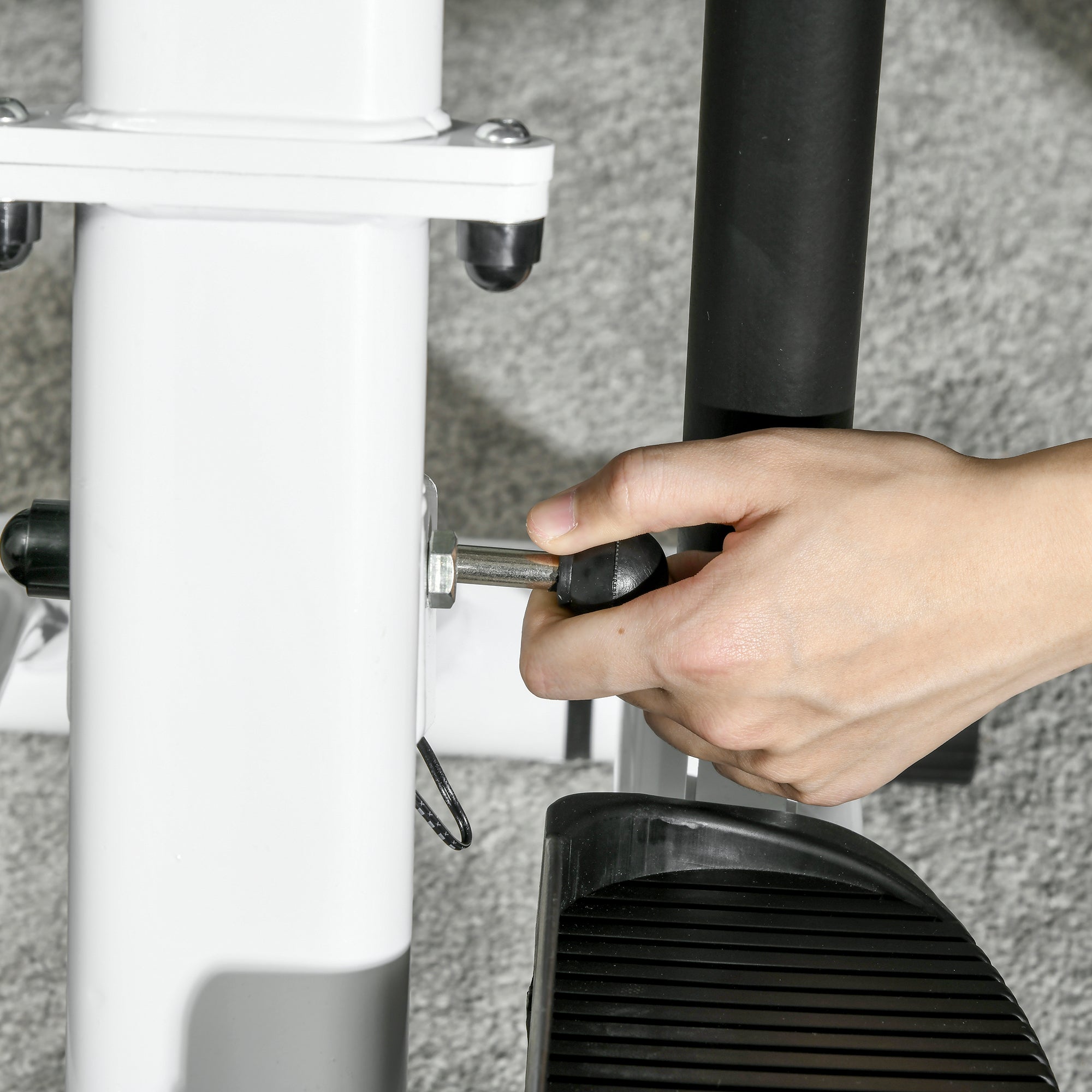 Stepper Home Trainer with Handle and 12 Resistance Levels, Black/Silver