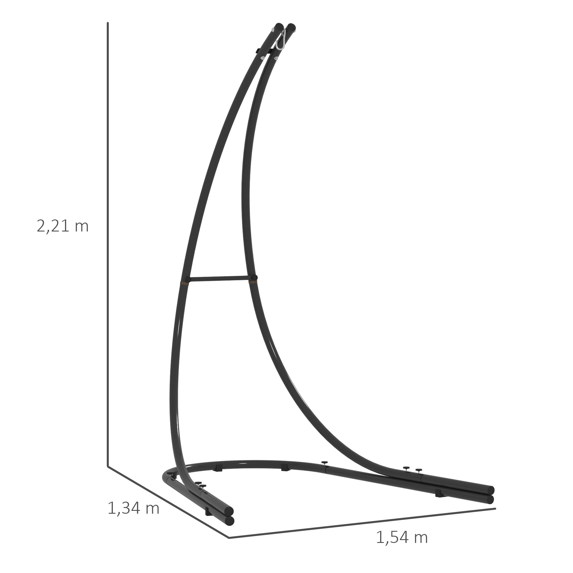 Hammock Chair Stand, Heavy Duty with Extra Large Base, 150 KG Load Capacity, Metal Black