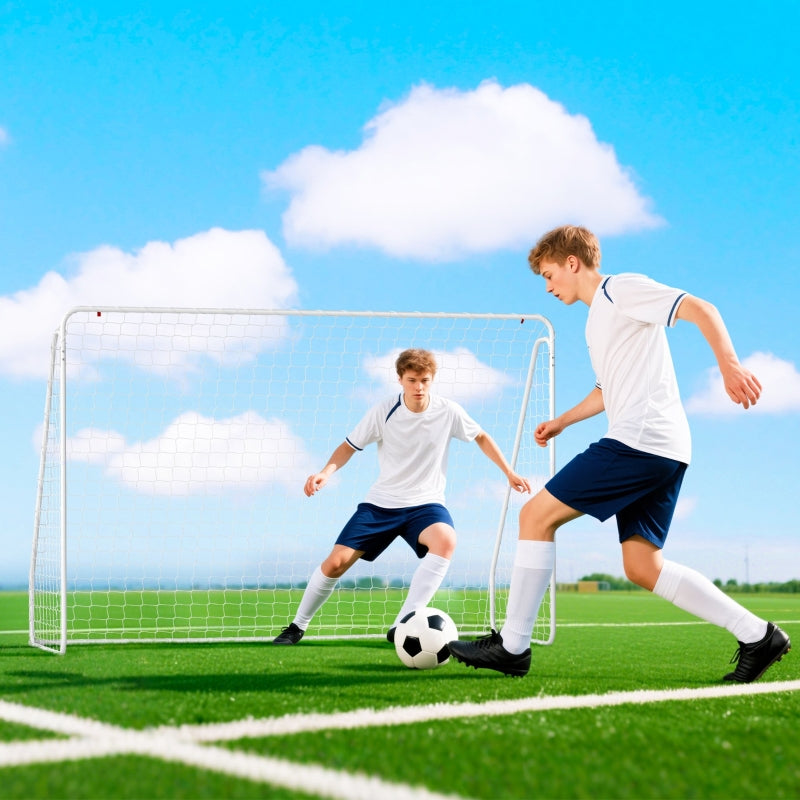 Football Goal for Games and Training, UV-Resistant and Robust with Ground Anchors, White