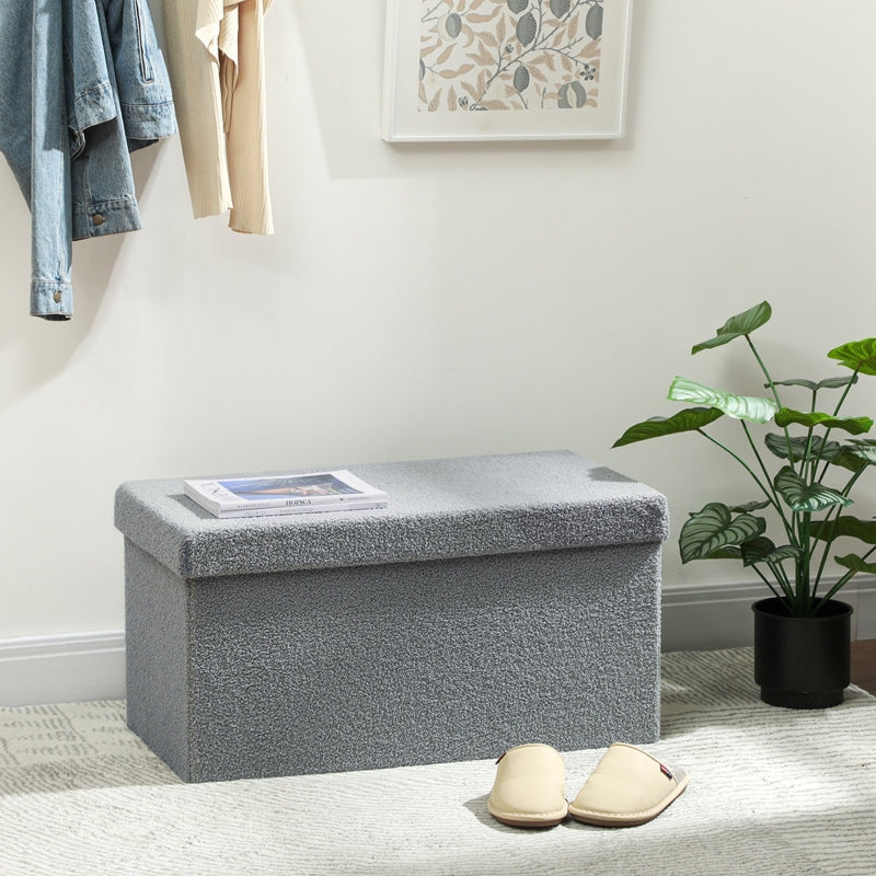 Storage Ottoman Bench with Storage Space and Lid, Dark Grey