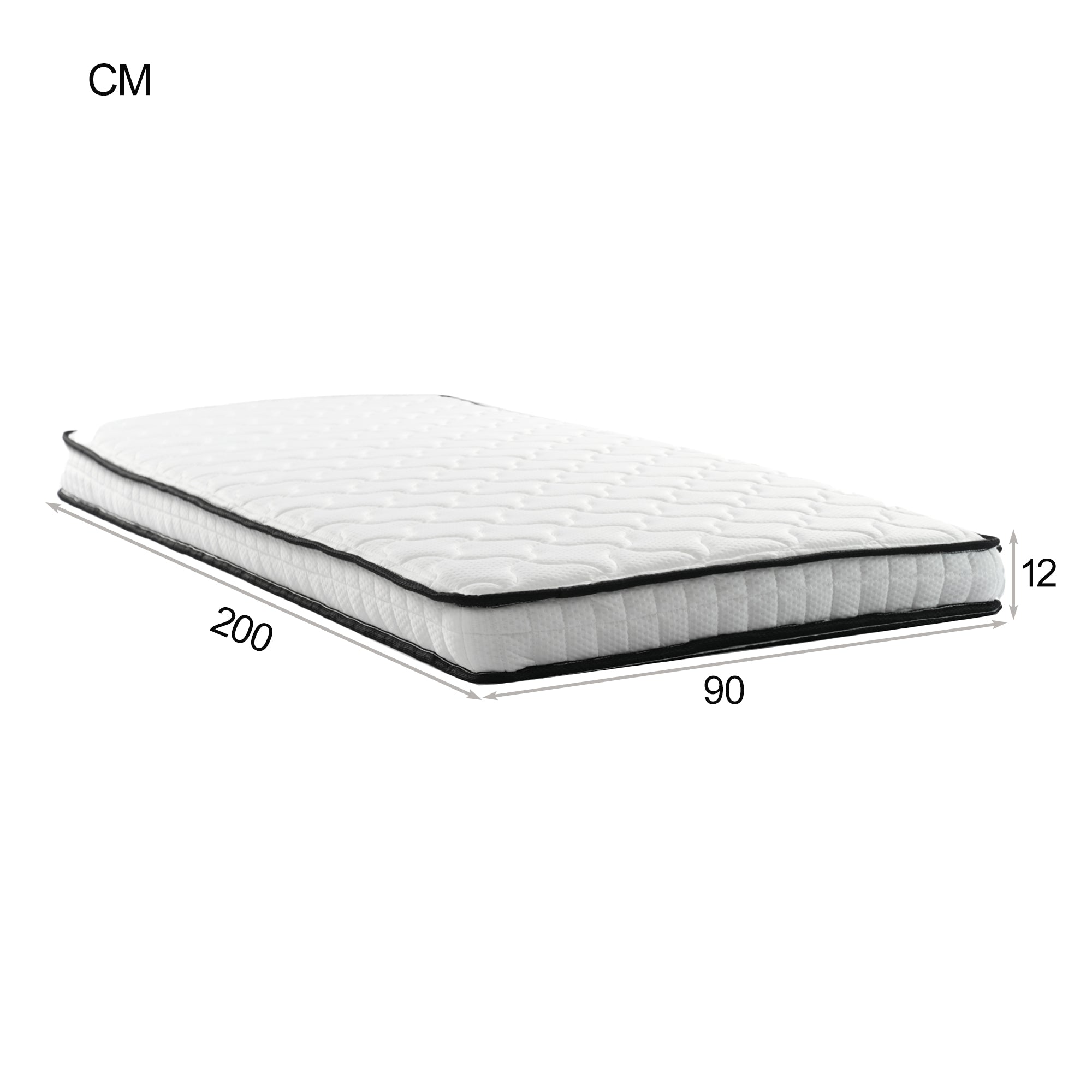 Spring Mattress 90x200cm 12cm H3 Lumbar Support