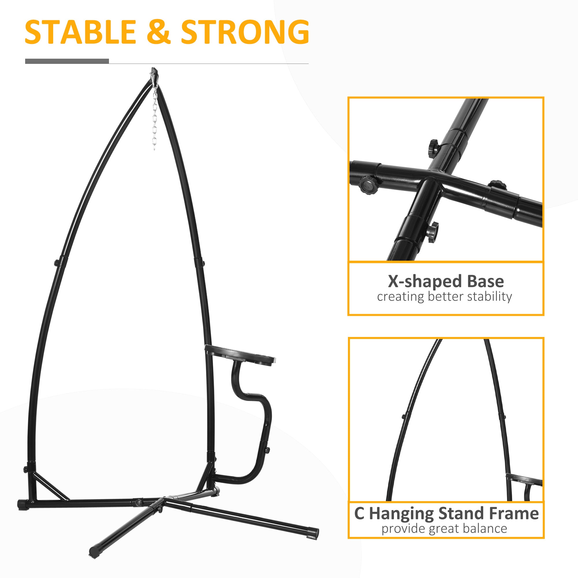 Hammock Chair Stand Heavy Duty C-Stand for Hanging Swing Indoor/Outdoor Metal
