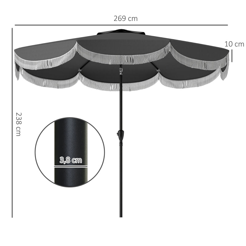 Parasol, Octagonal Balcony UV Protection, Dark Grey