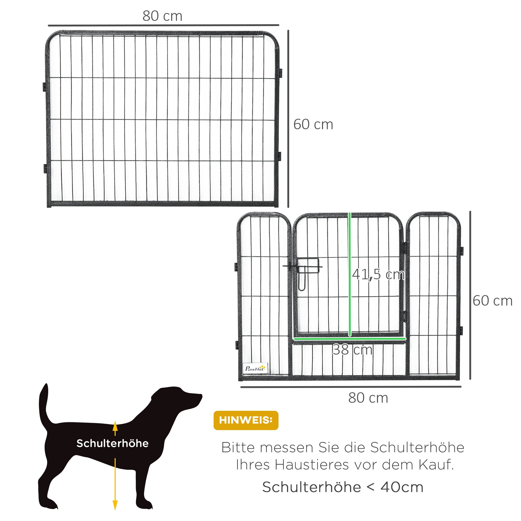 Outdoor Playpen Puppy Run 60cm High 12 Panels Steel Black