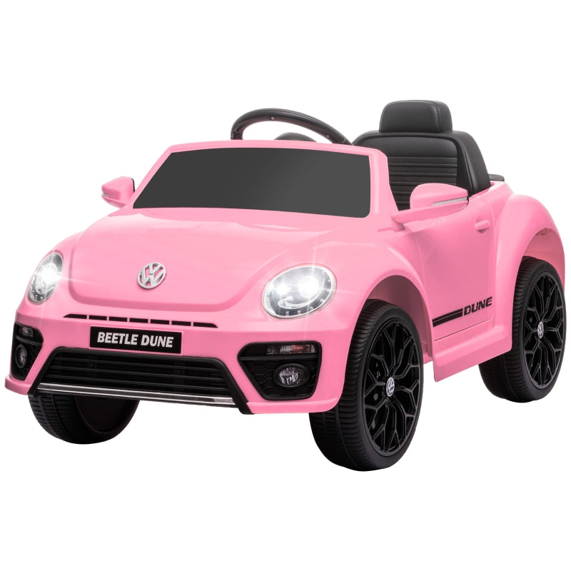 VW Beetle Electric Children's Ride-On Car with Remote Control and Music, Pink