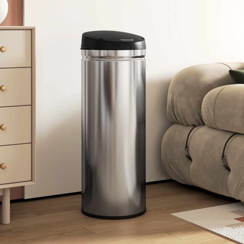 Sensor Waste Bin 50L Touchless Soft-Close Stainless Steel Silver