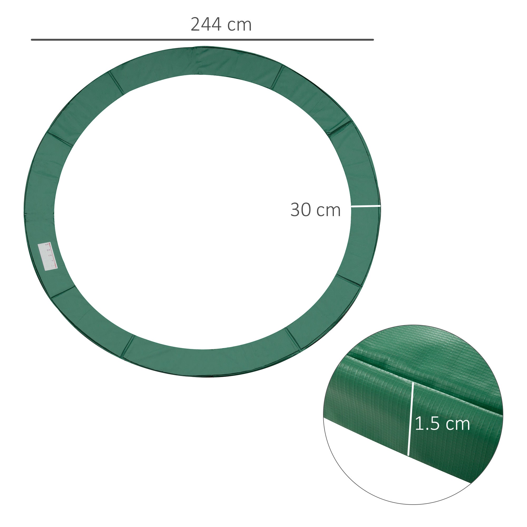 Edge Cover Trampoline Ø 244 cm Weather-Resistant, Green PVC PE