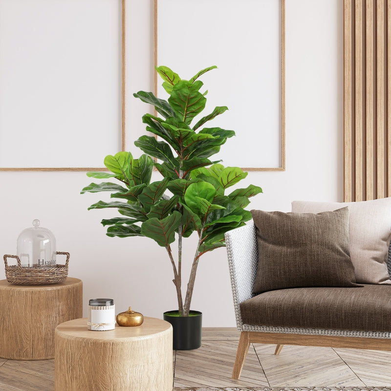 Artificial Fiddle Leaf Fig Tree 110cm, Plastic