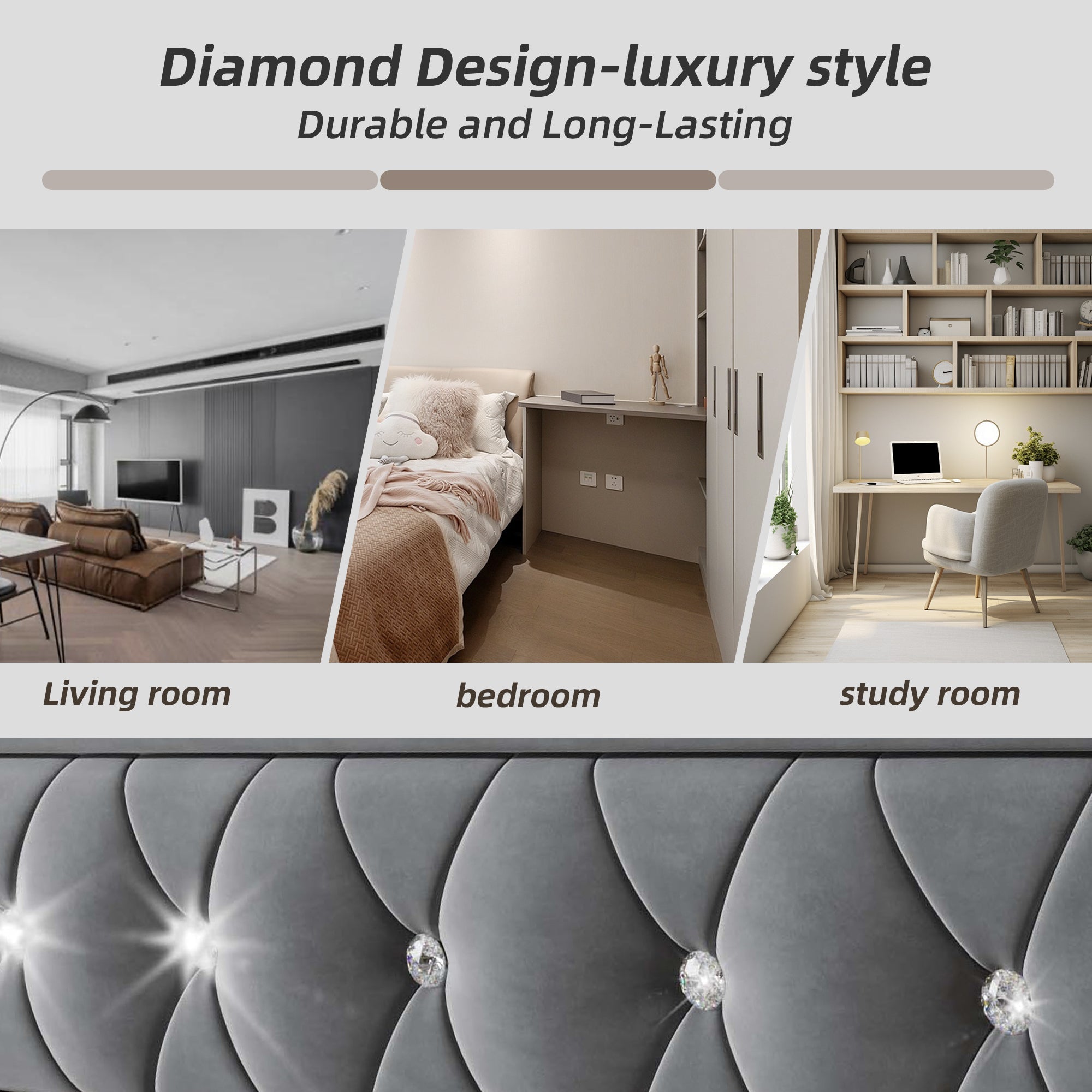 Daybed Single Upholstered Sofa Bed with USB & Type C Charging Station, 3FT 90 x 190 cm with Pull Out Trundle, Velvet Grey